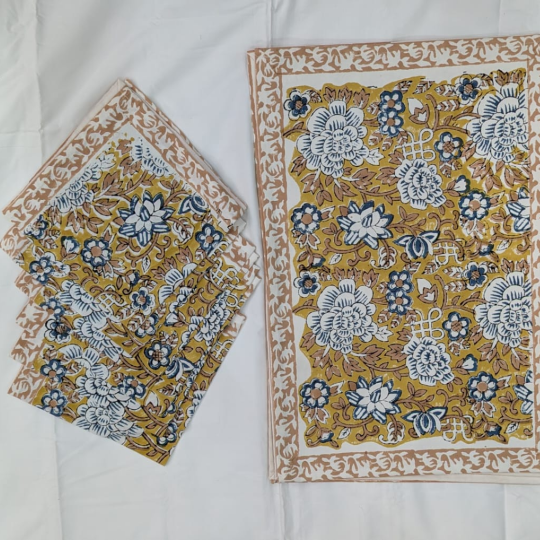 Hand Block Printed Table Mats & Napkin Set